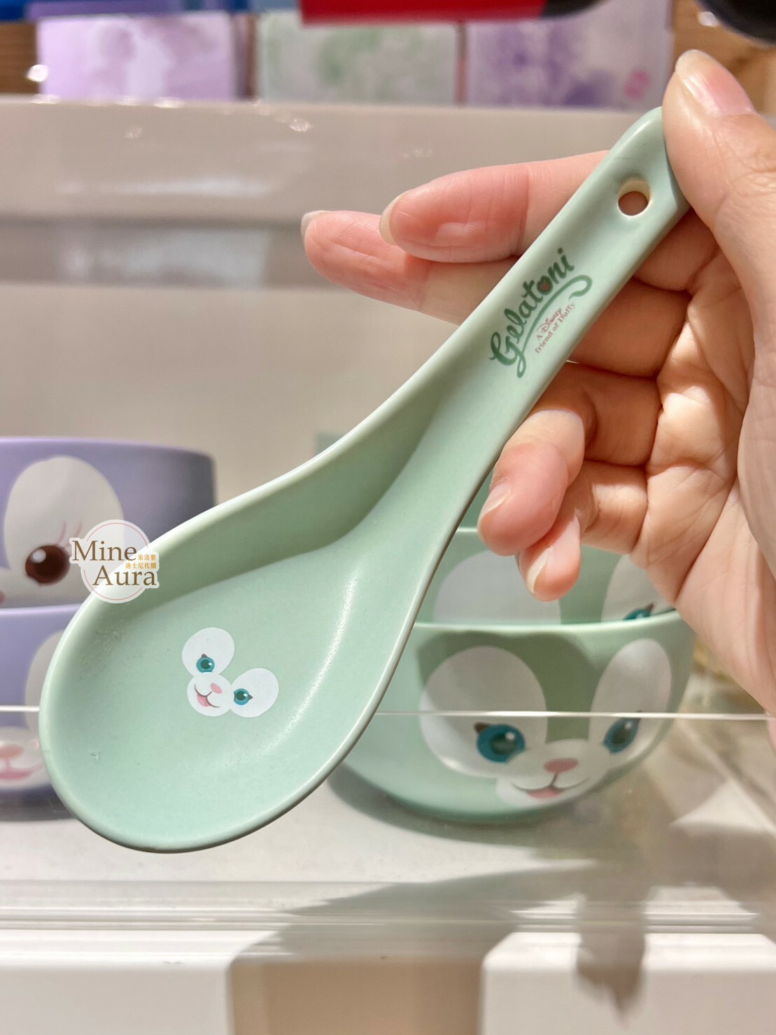 傑拉托尼 畫家貓 Gelatoni 大頭圖案 陶瓷 湯匙 餐具 -香港迪士尼樂園