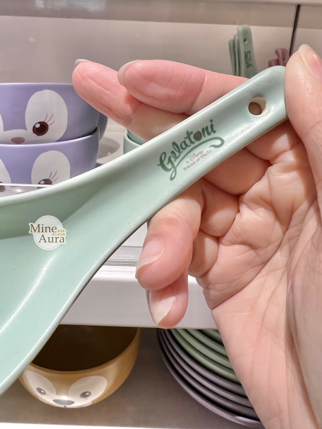 傑拉托尼 畫家貓 Gelatoni 大頭圖案 陶瓷 湯匙 餐具 -香港迪士尼樂園