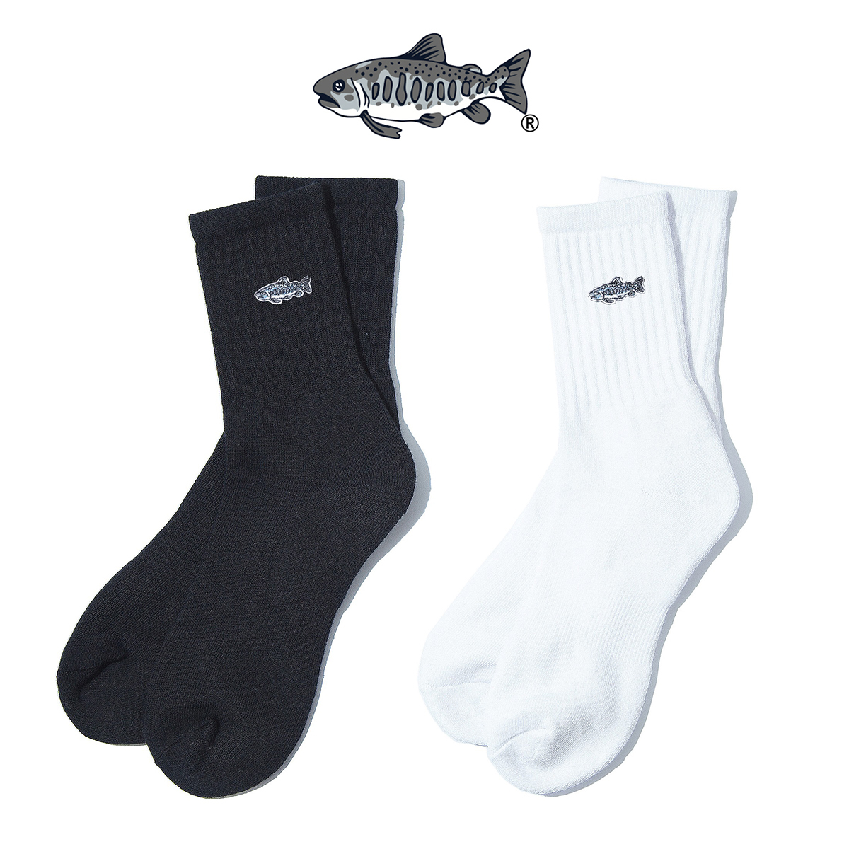 AGILITY Salmon Ribbed Socks 鮭魚刺繡 毛巾底長襪 [SC45-EL]