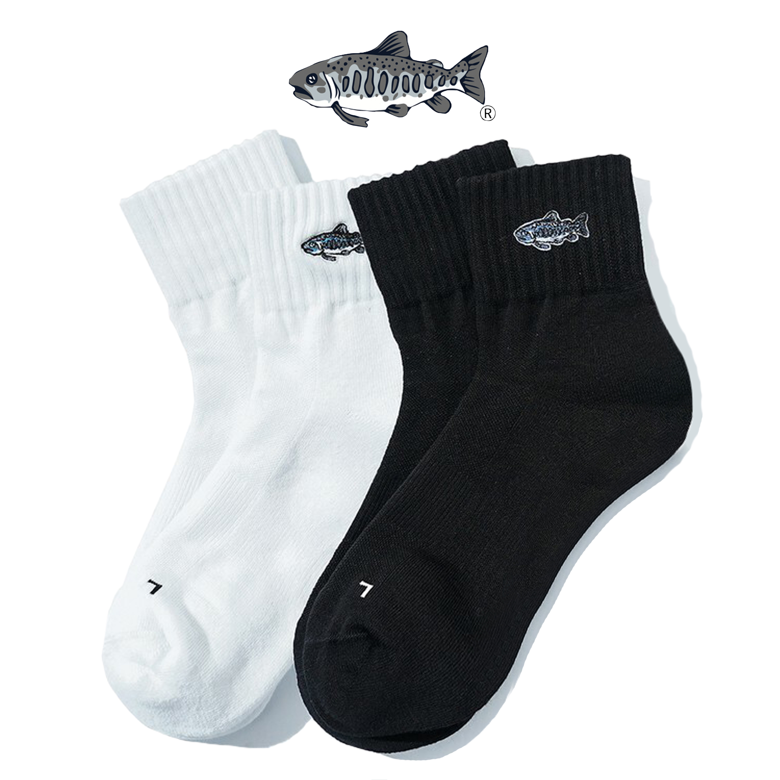 AGILITY Salmon Pile Short Socks 鮭魚刺繡 毛巾底 中筒襪  [SC45-EM]