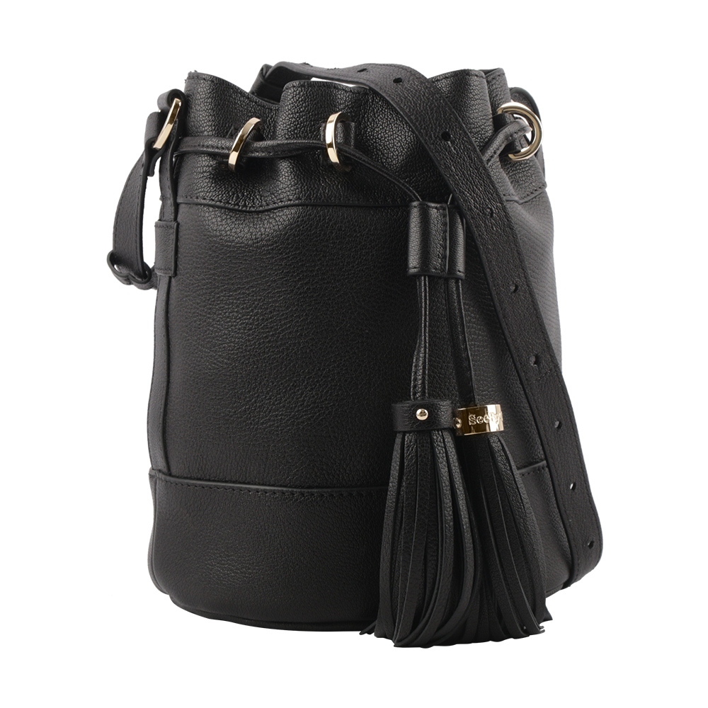 【SEE BY CHLOE】VICKI 山羊皮水桶包(黑色) CHS23ASC12D38001