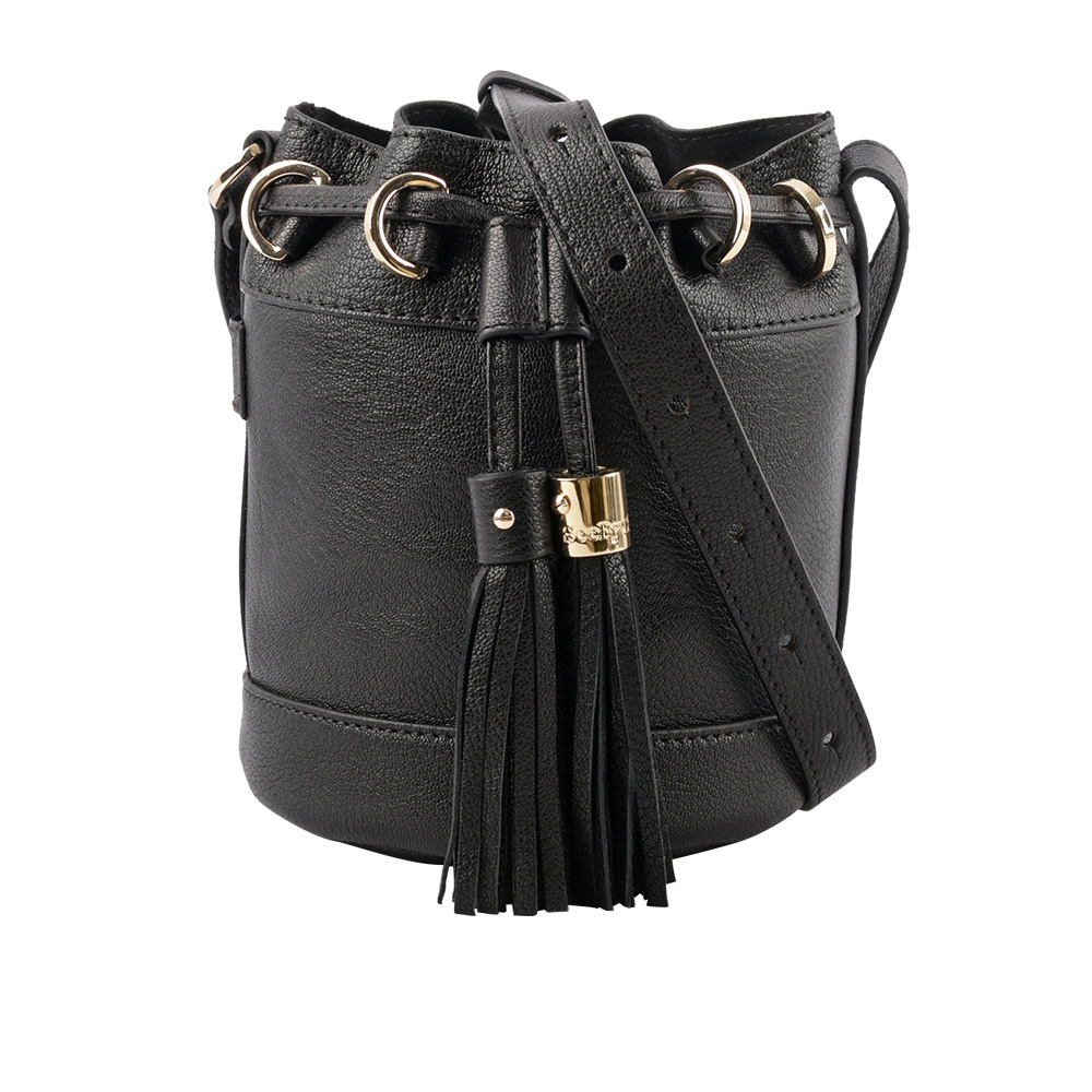 【SEE BY CHLOE】VICKI 山羊皮小款水桶包(黑色) CHS23ASC13D38001