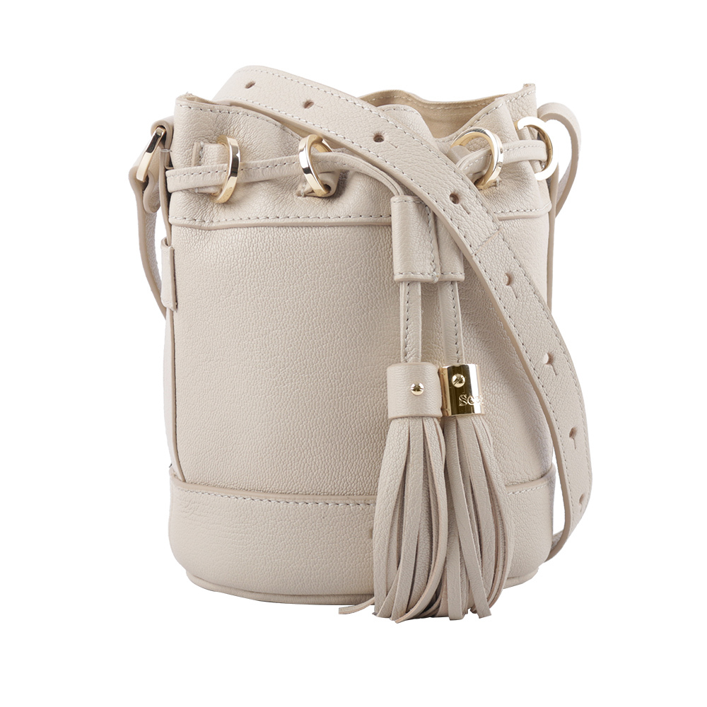 【SEE BY CHLOE】VICKI 山羊皮小款水桶包(米色) CHS23ASC13D3824H