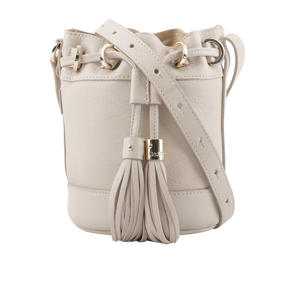 【SEE BY CHLOE】VICKI 山羊皮小款水桶包(米色) CHS23ASC13D3824H