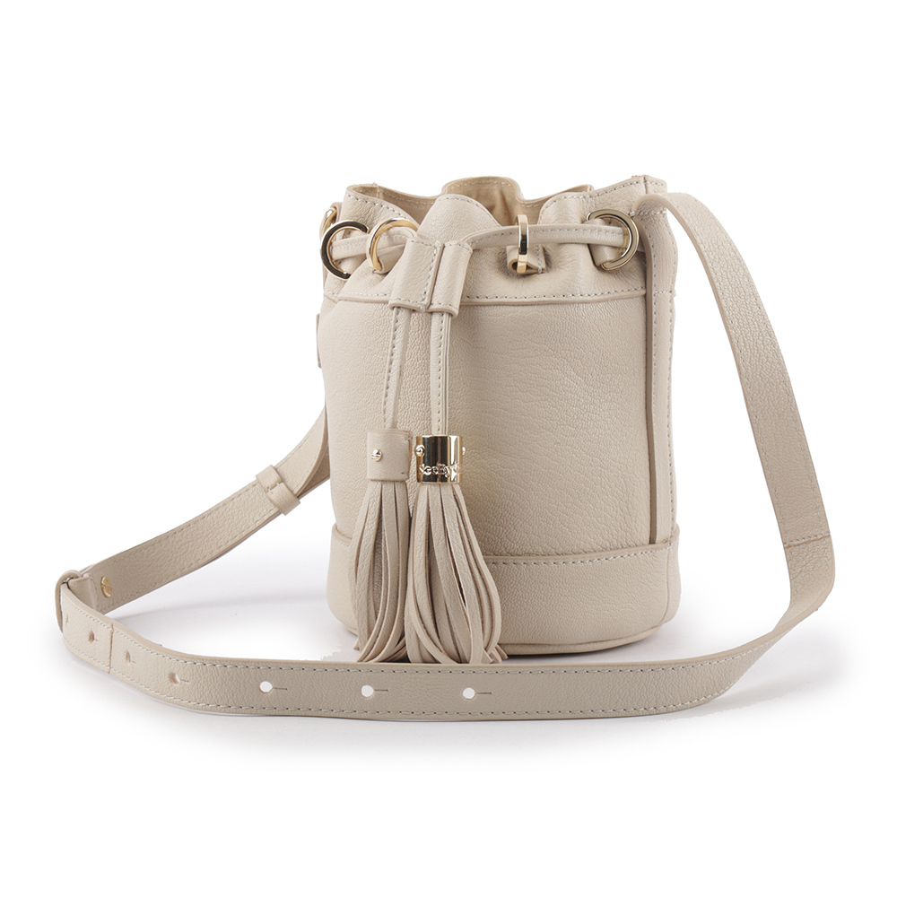 【SEE BY CHLOE】VICKI 山羊皮小款水桶包(米色) CHS23ASC13D3824H