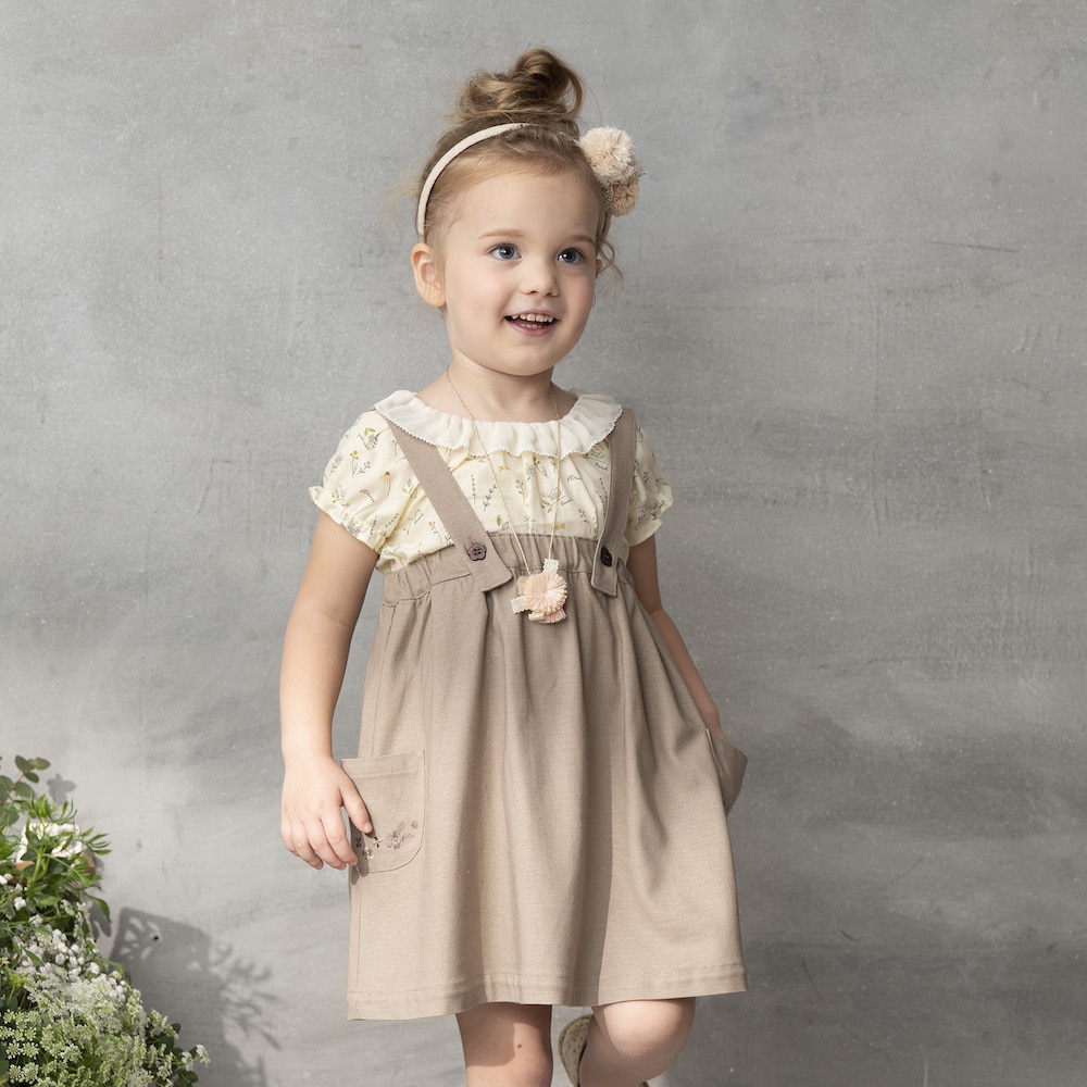 PIPPY飄逸蝴蝶結小碎花天絲棉上衣 黃