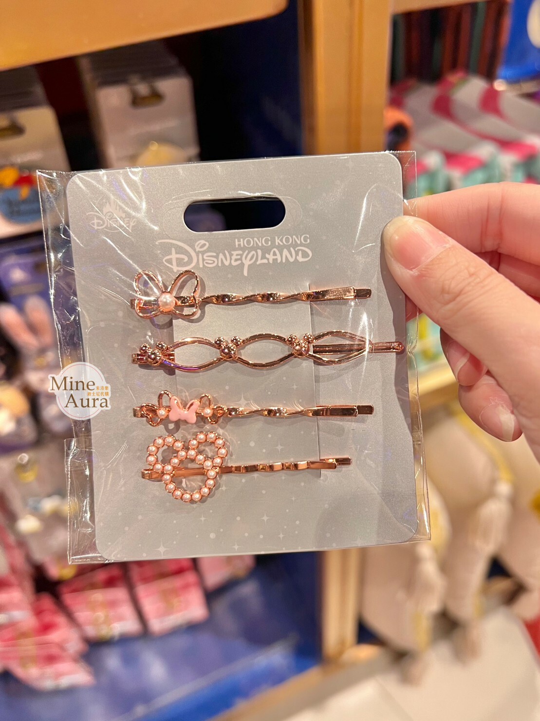 米奇 Mickey 米妮 Minnie 珍珠 蝴蝶結 造型 髮夾 髮飾 4入組 -香港迪士尼樂園