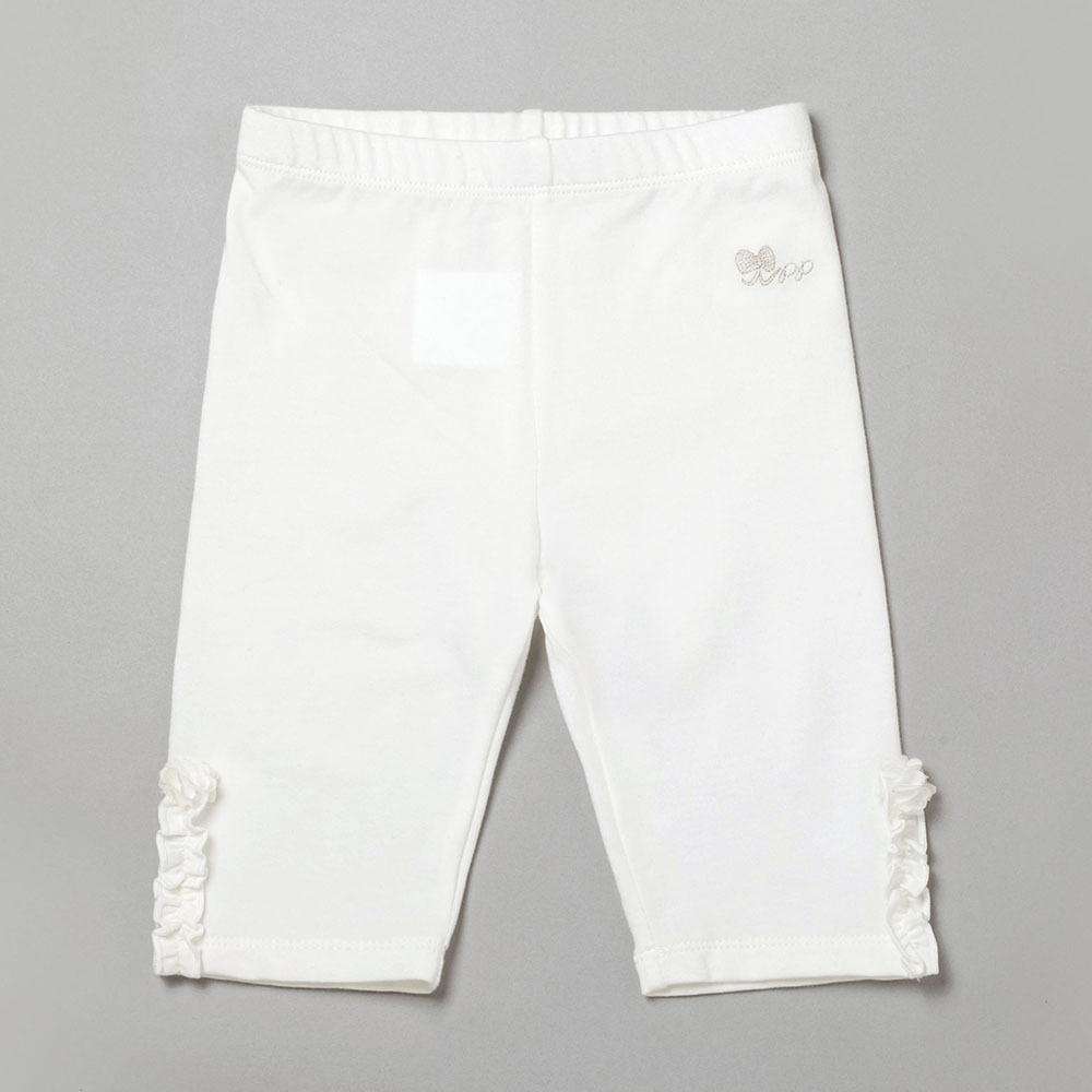 PIPPY 素面立體蕾絲花彈力內搭褲 白