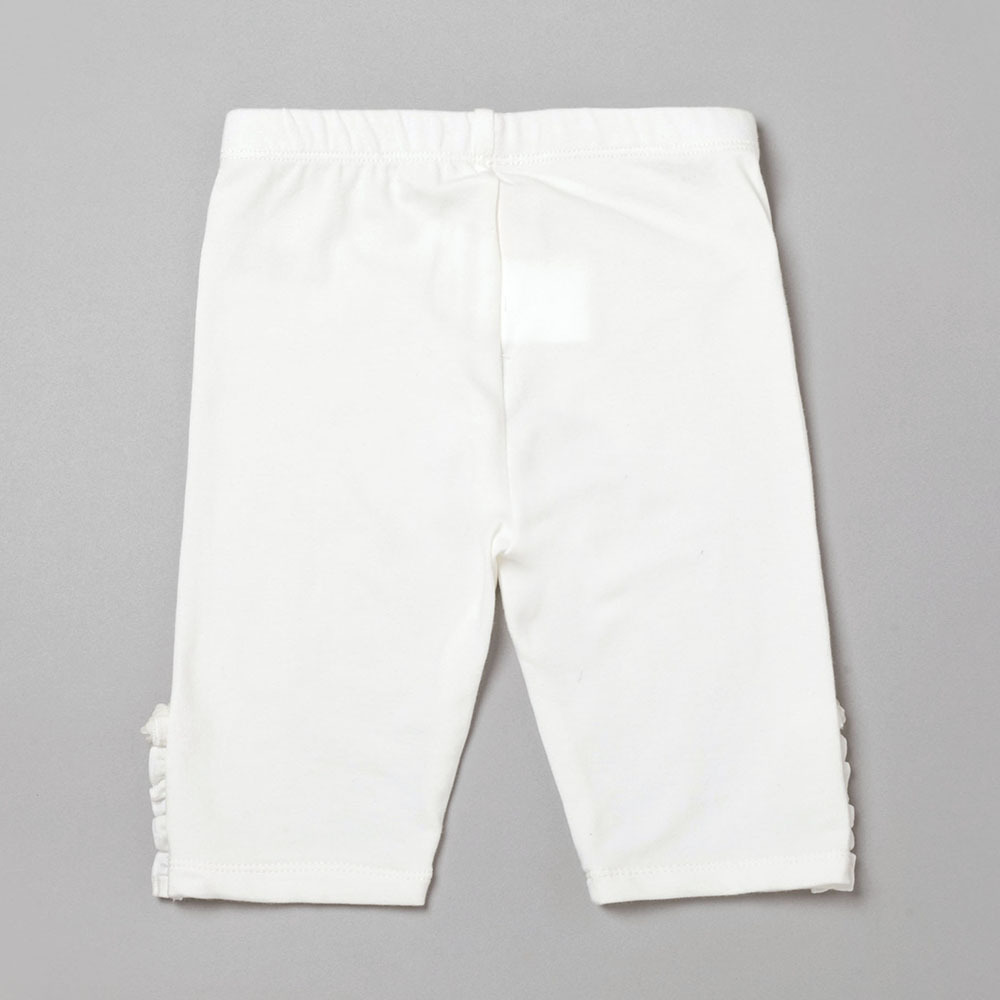 PIPPY 素面立體蕾絲花彈力內搭褲 白