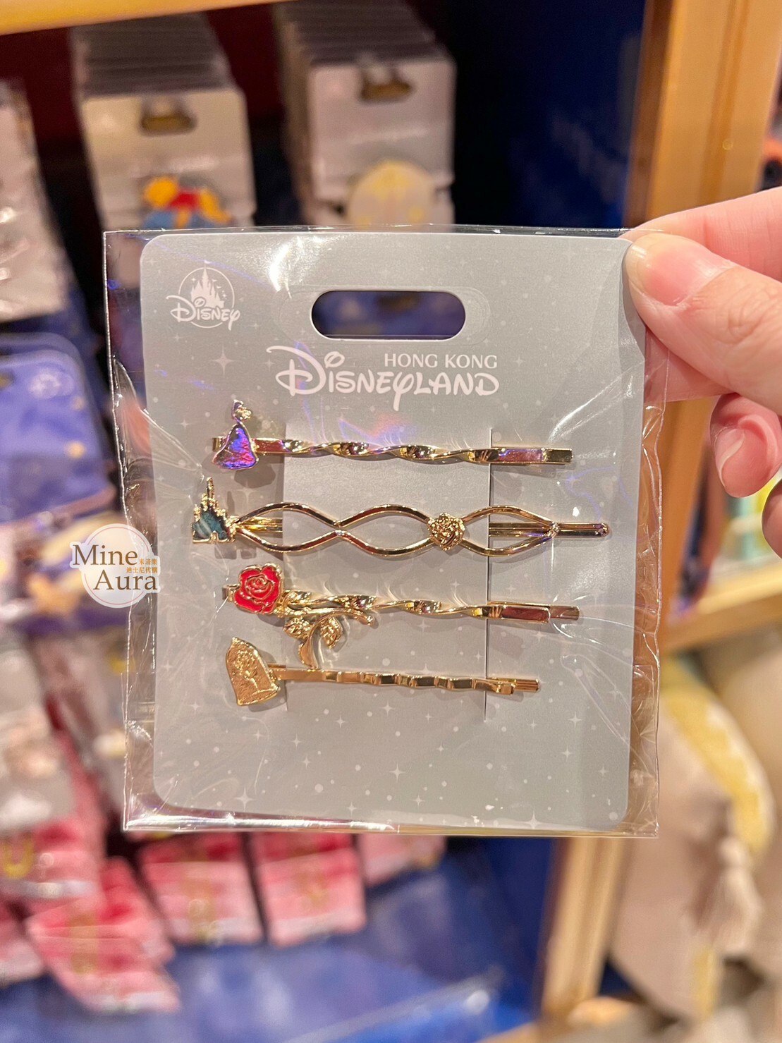 貝兒公主 Belle 城堡 玫瑰 永生花 造型 髮夾 髮飾 4入組 美女與野獸 Beauty and the Beast -香港迪士尼樂園