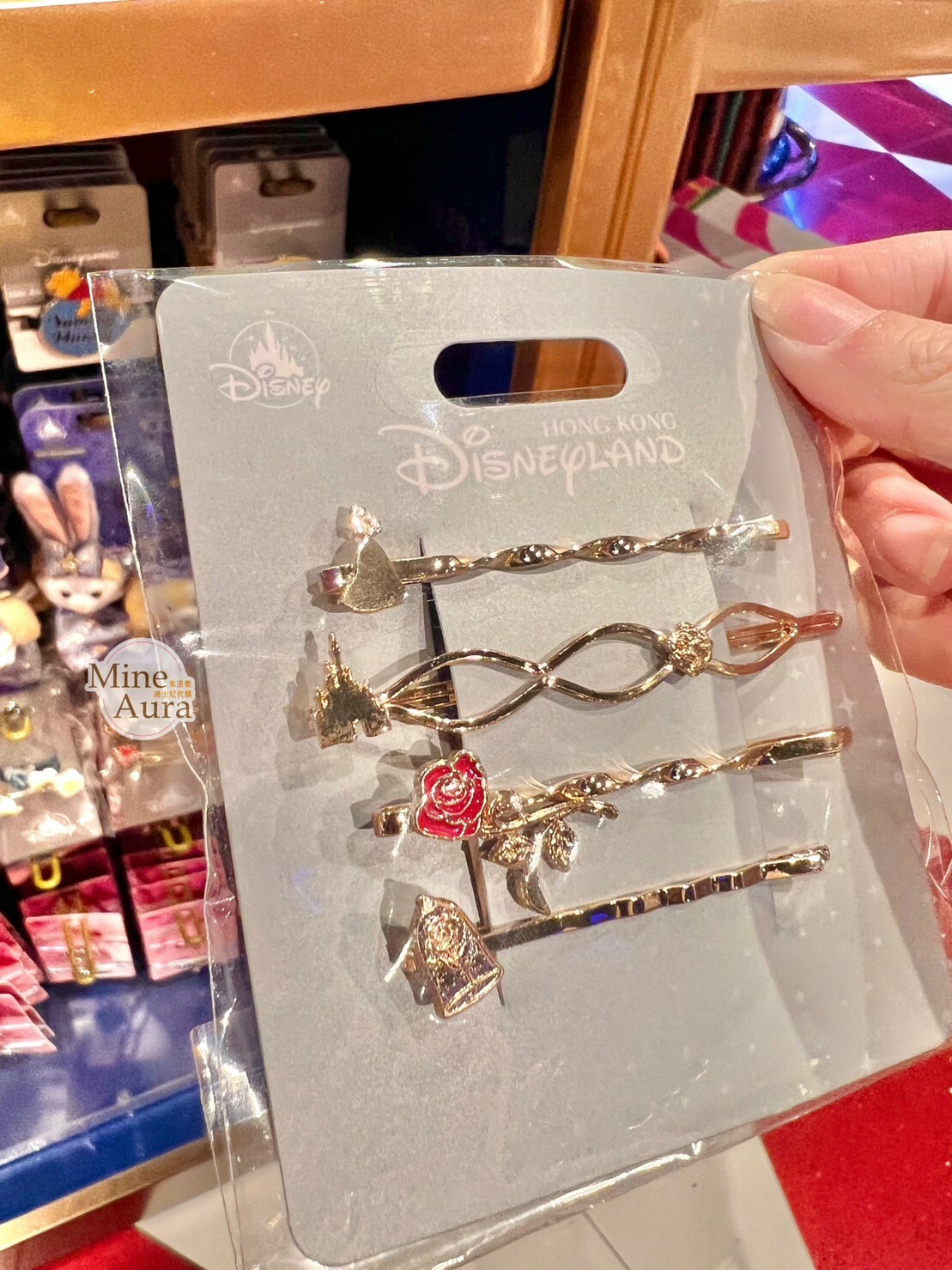 貝兒公主 Belle 城堡 玫瑰 永生花 造型 髮夾 髮飾 4入組 美女與野獸 Beauty and the Beast -香港迪士尼樂園