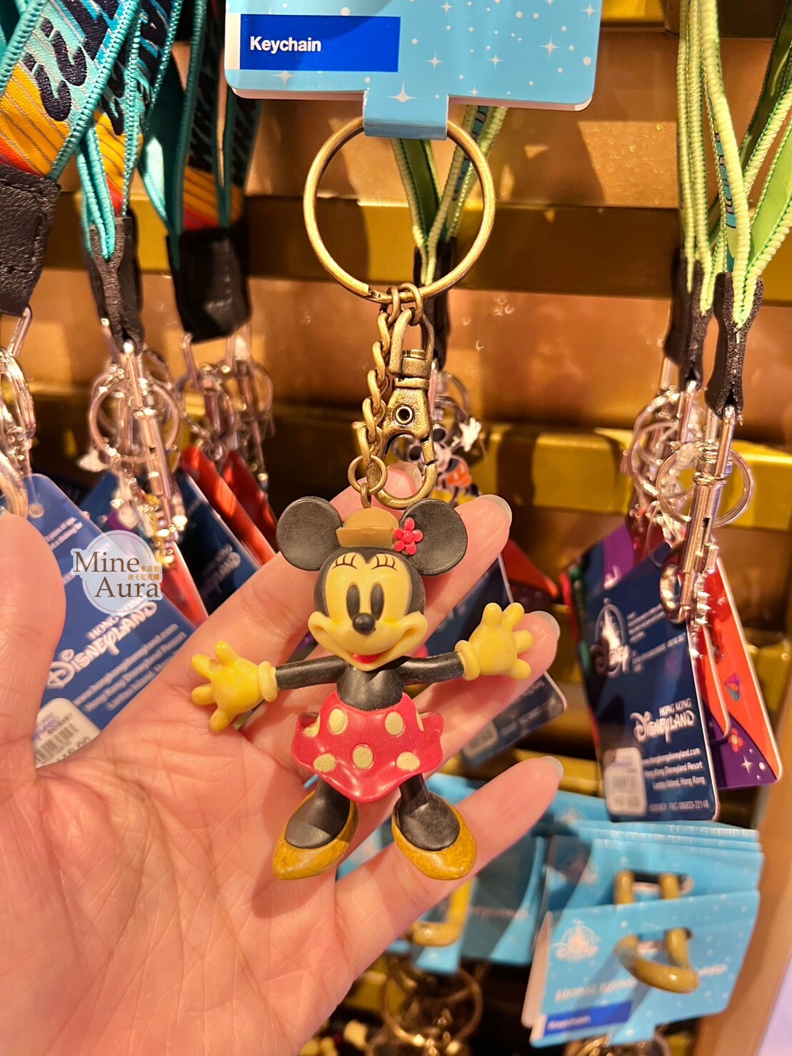 米妮 Minnie 復古配色 抱抱 站姿 鑰匙圈 吊飾 -香港迪士尼樂園
