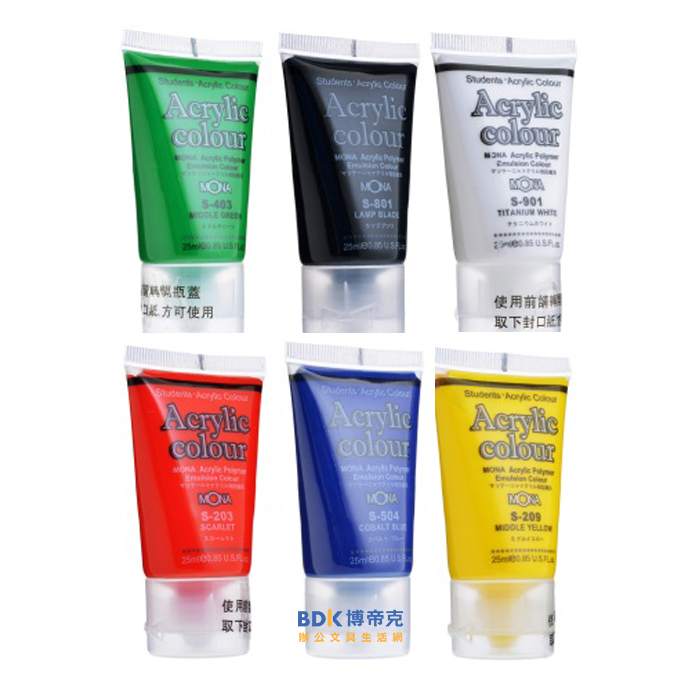 MONA蒙納 壓克力水彩 25ml (盒裝) 6色組