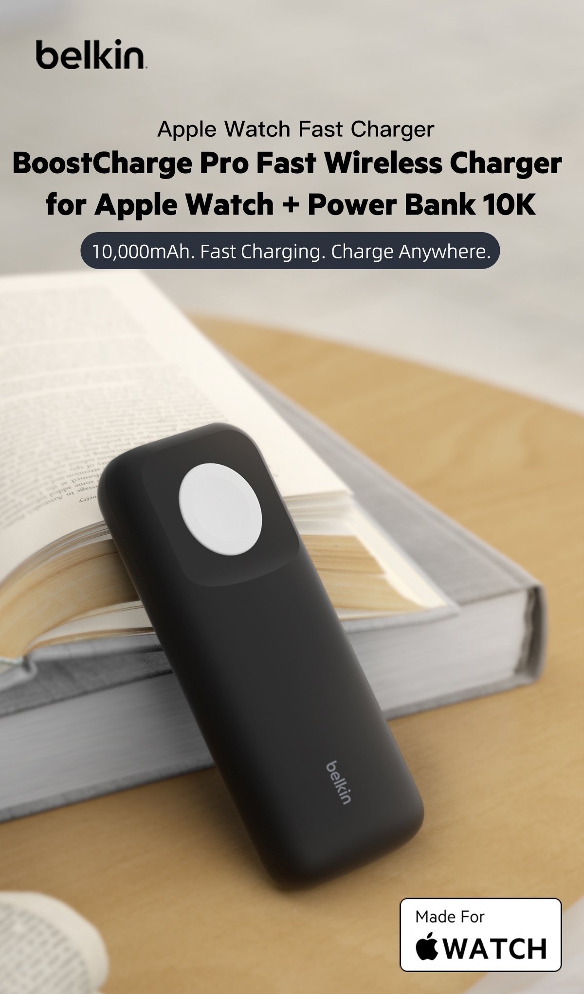 Belkin BoostCharge Pro Fast Wireless Charger for Apple Watch + Power Bank  10K 