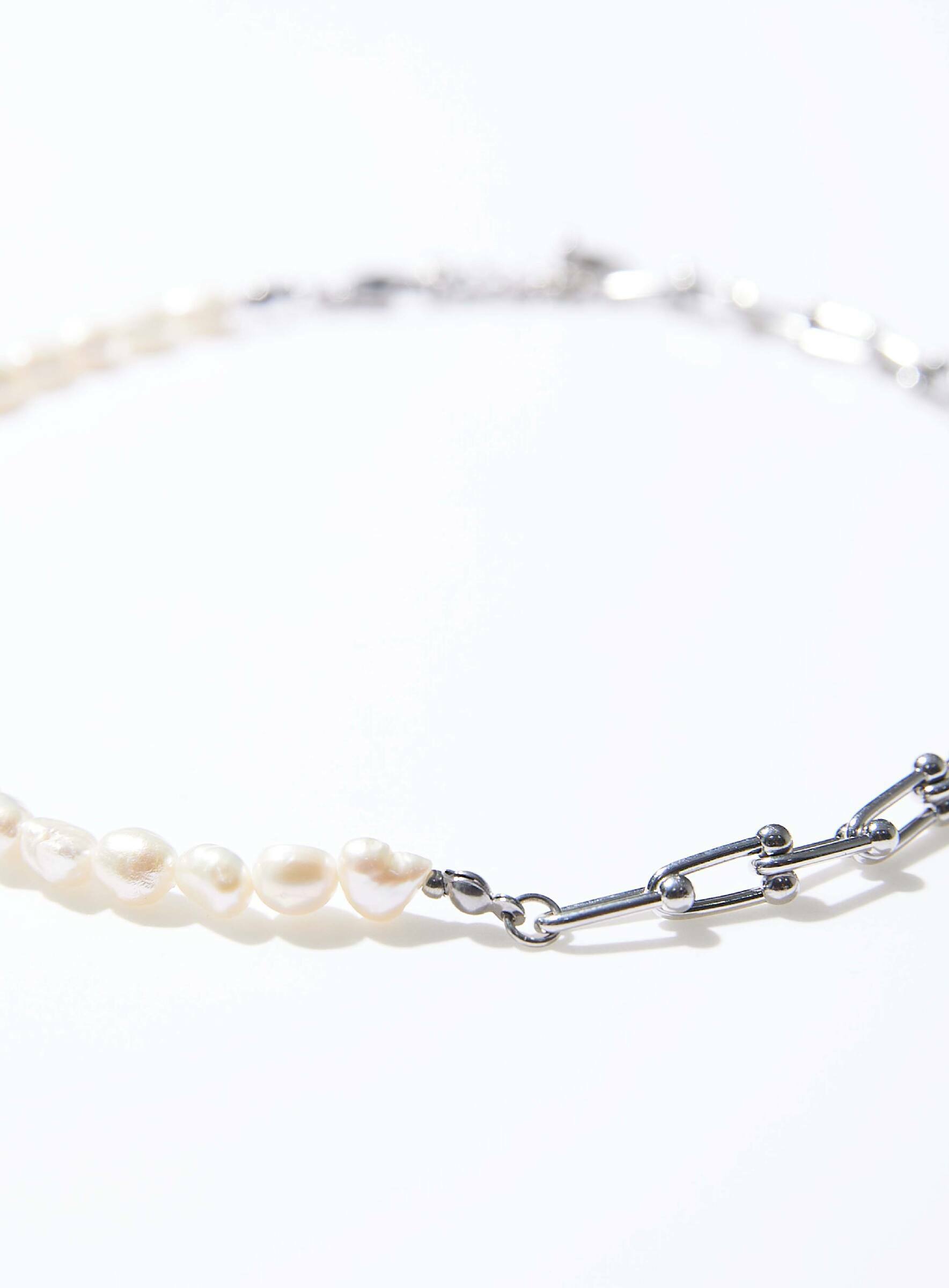 < 新品折扣 > Mixture / MN015純鋼馬蹄鐵/鏈拼淡水珍珠項鍊