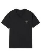 [S] GUESS WOMEN'S MINI LOGO V-NECK T-SHIRT,BLACK, YN2K9461-BLK (SGU385)