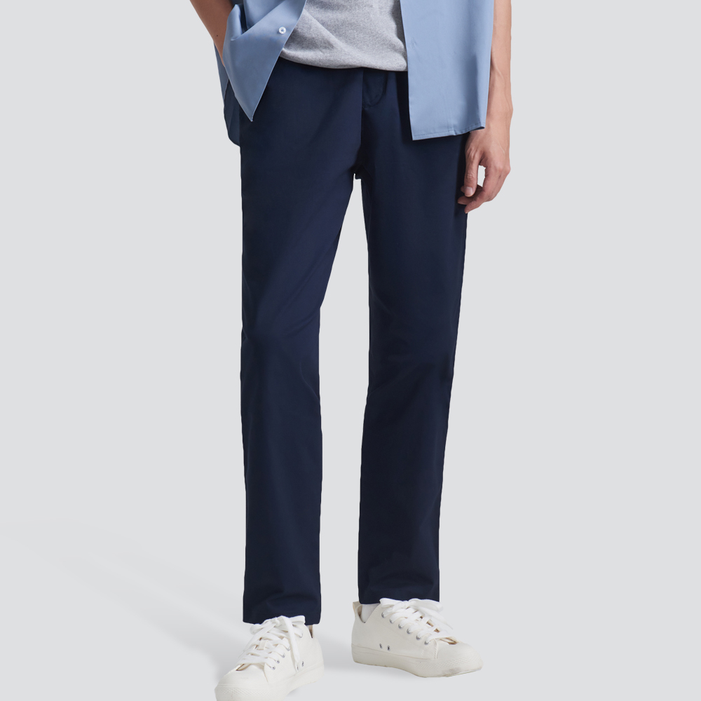 鬆緊休閒長褲-丈青