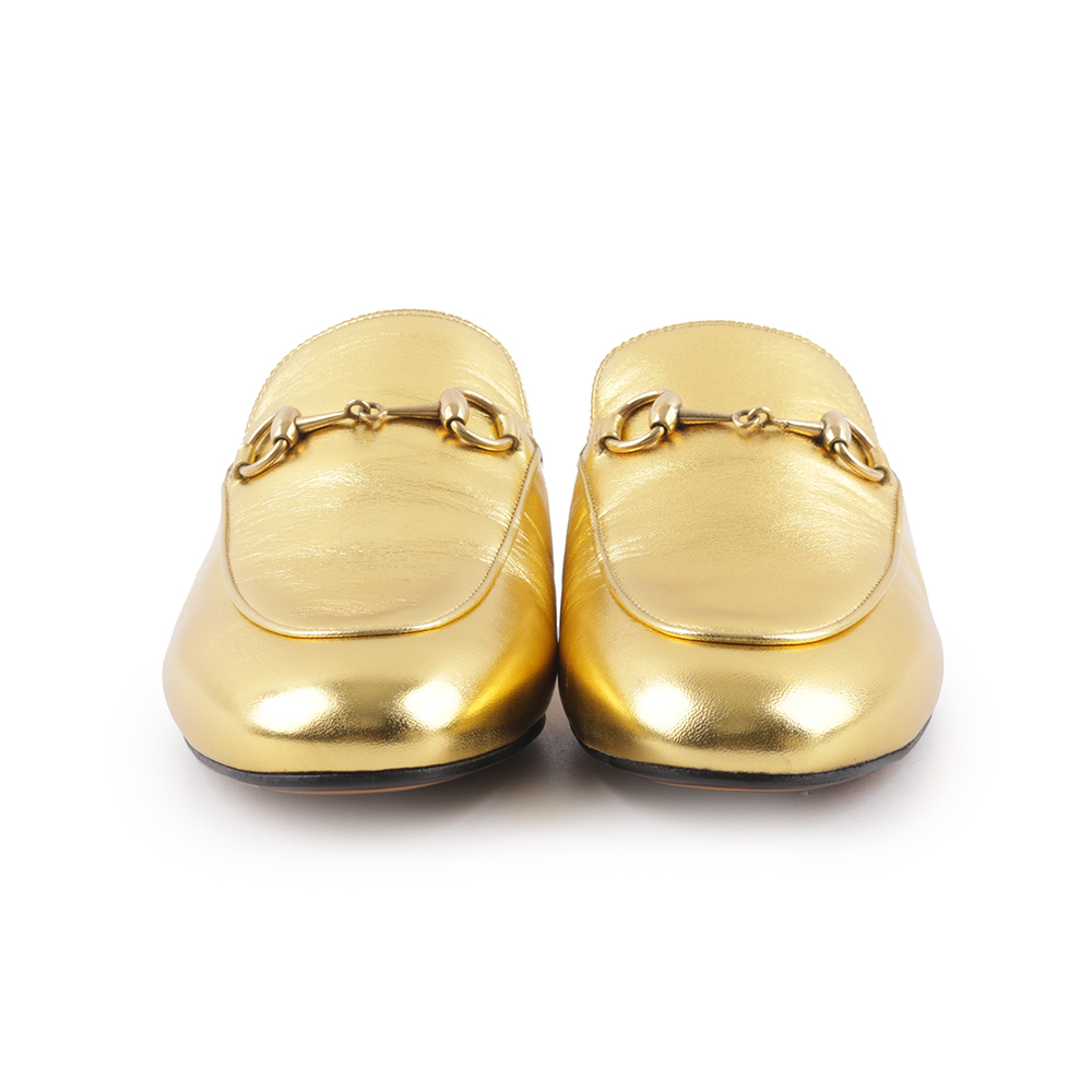 【GUCCI】馬銜穆勒拖鞋(金色) 38