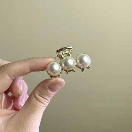 珍珠愛心鑽鯊魚夾