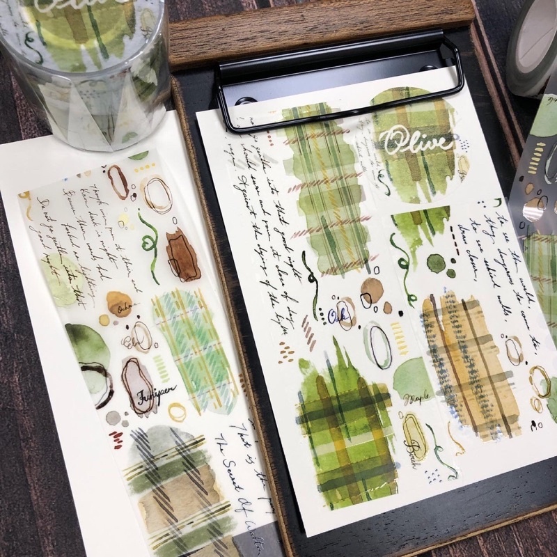 什物 X 無色綻放 木質調-橄欖 PET紙膠帶