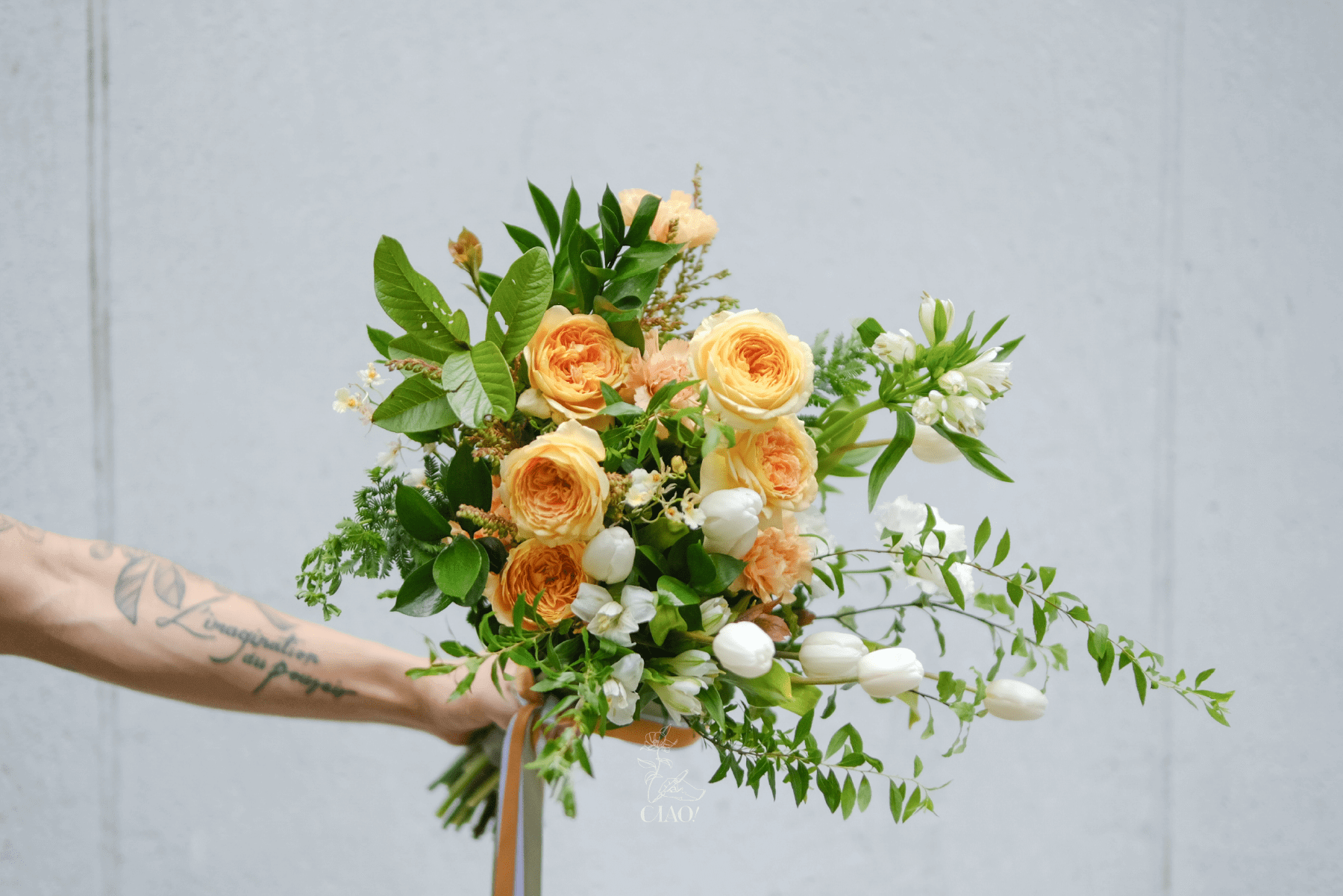 巧偶花藝_捧花精選_白橘綠