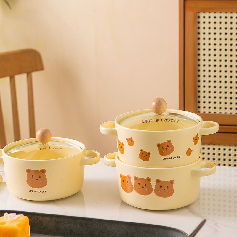 《2676》LOVELY小熊陶瓷雙耳加蓋碗