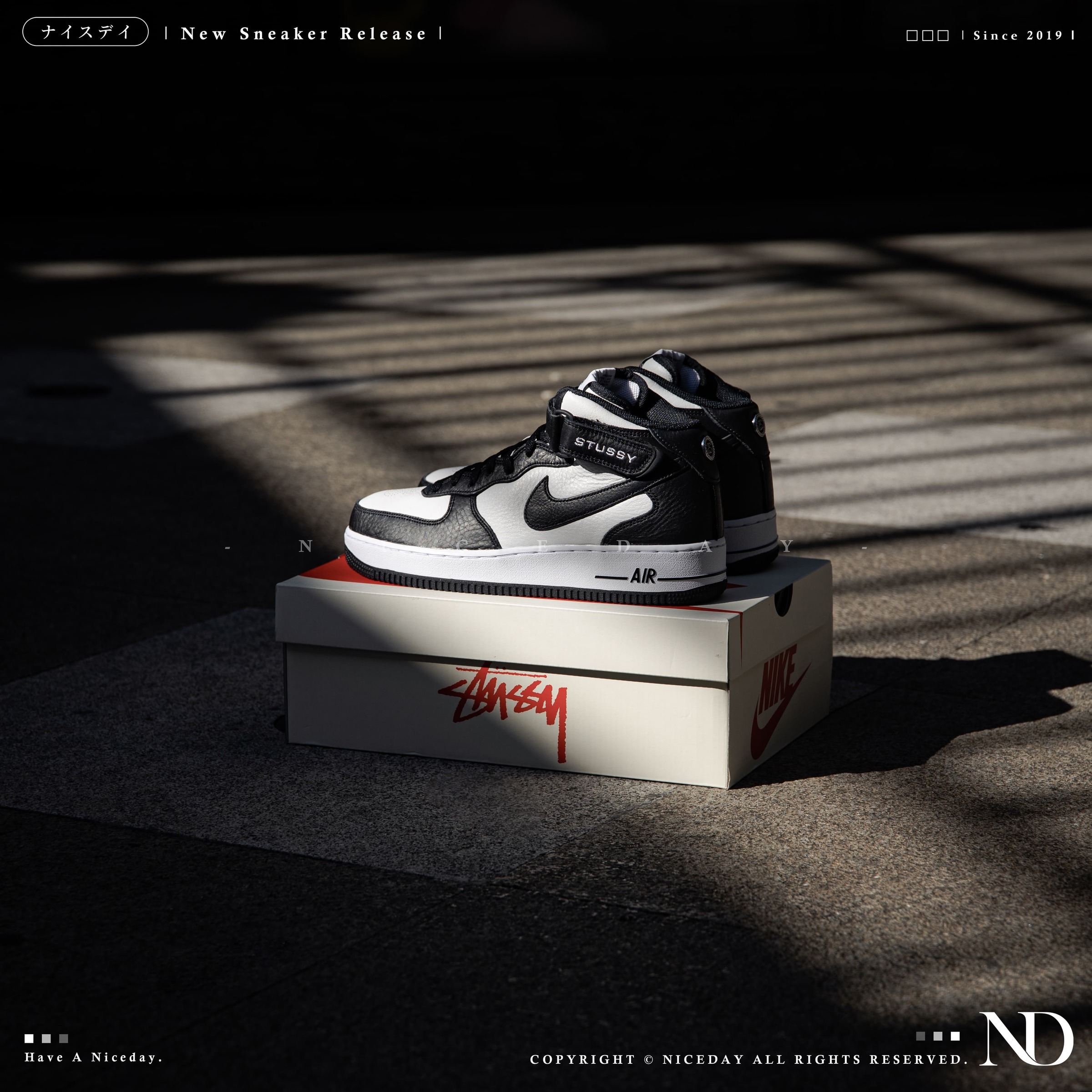 NICEDAY 代購 STUSSY x Nike Air Force 1 Mid 熊貓 黑白 男女尺寸 DJ7840-002