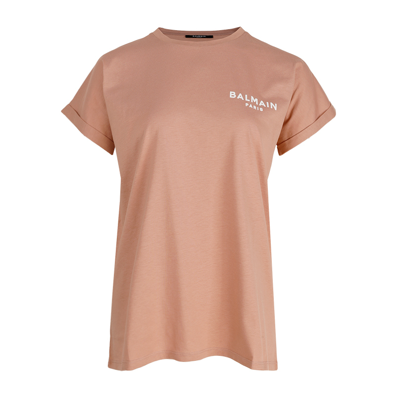 BALMAIN Logo 印花橙色T恤 -T