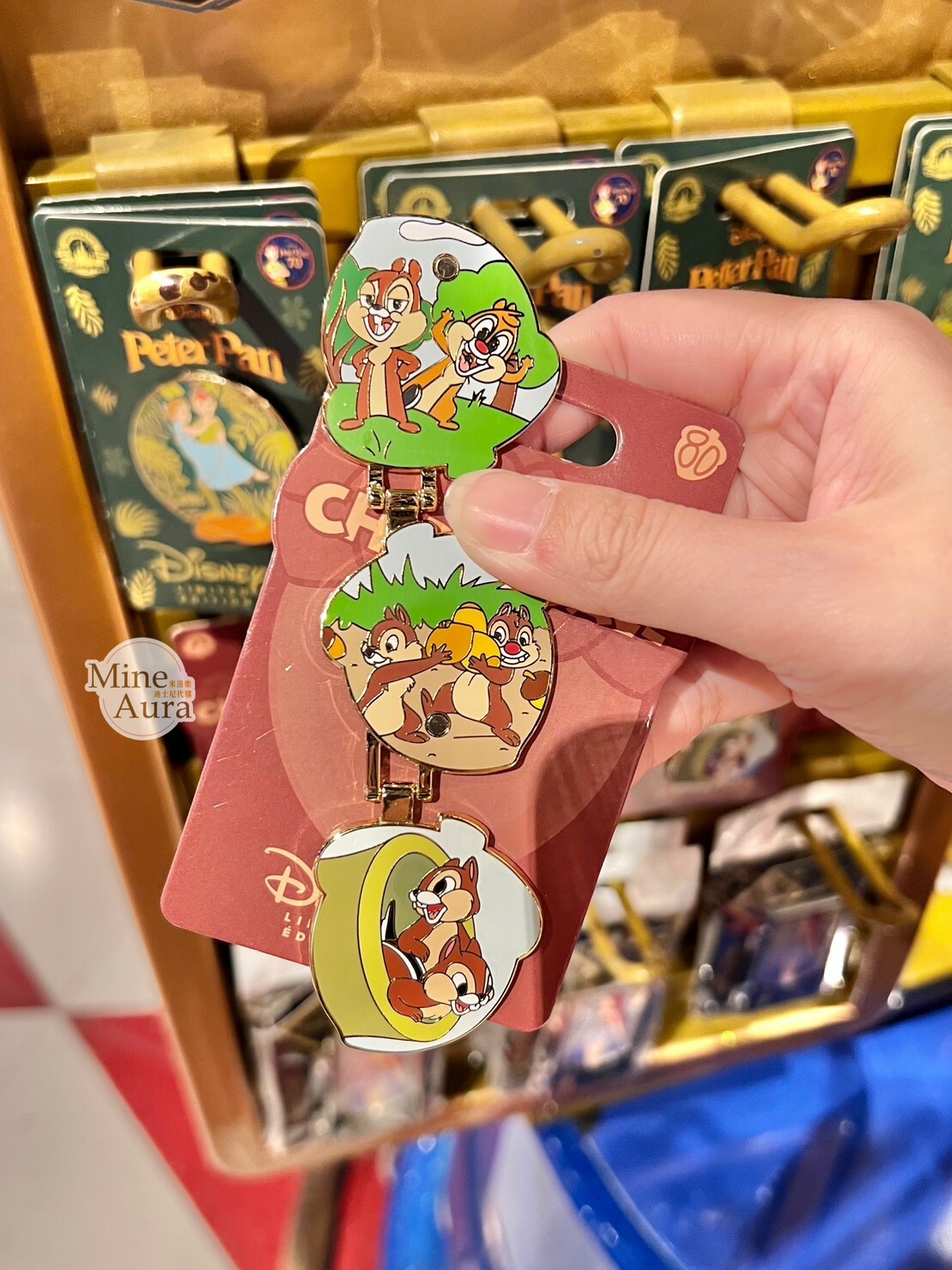 奇奇蒂蒂 Chip 'n Dale 三面圖案 栗子 造型 徽章 PIN -香港迪士尼樂園