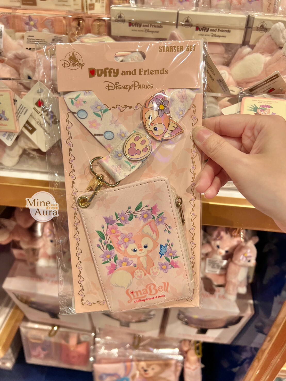 玲娜貝兒 Lina bell 新手徽章套組 拉鍊票卡夾 掛繩 -香港迪士尼樂園