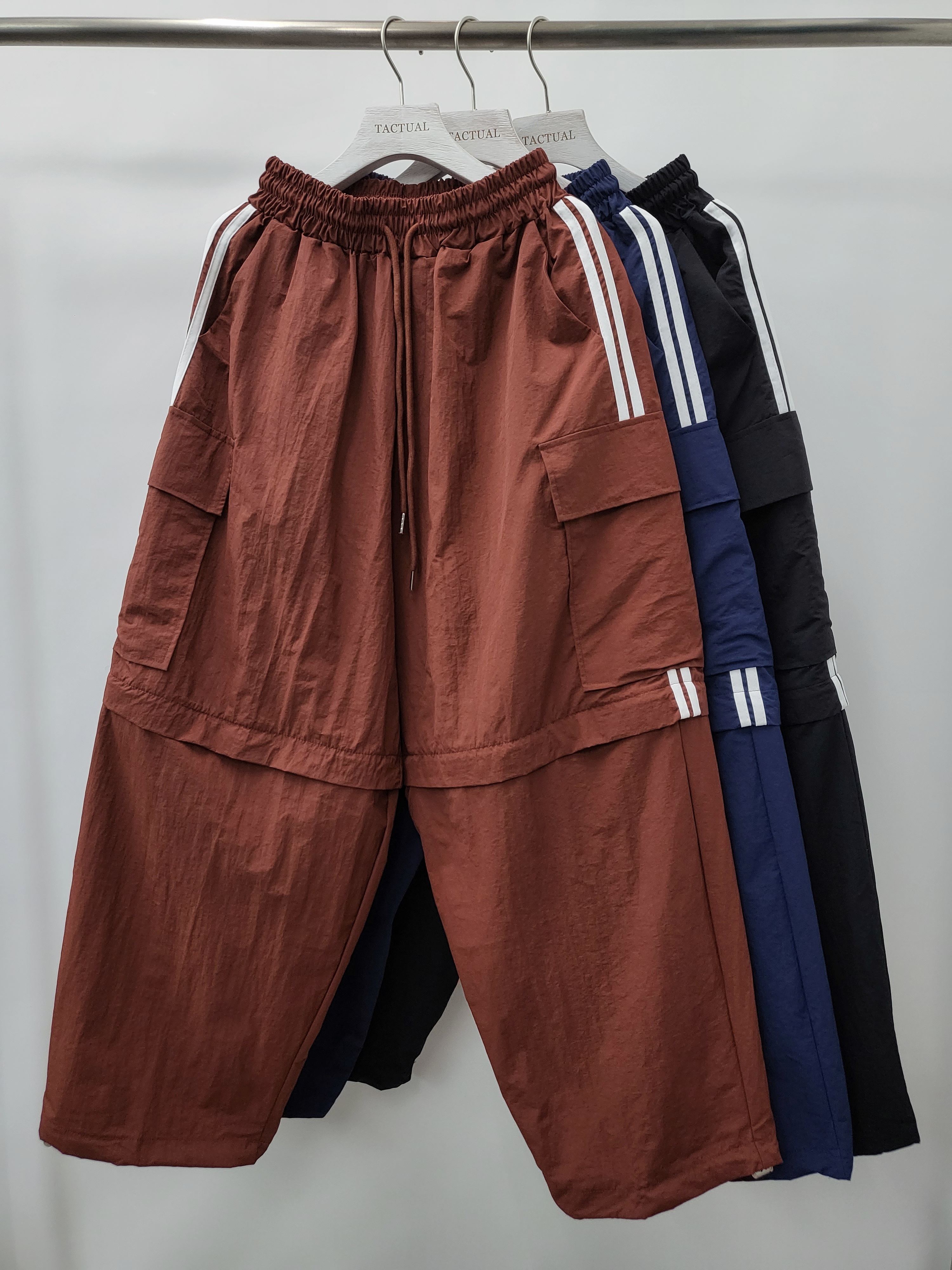 雙間可束腳工裝鬆身褲(可拆變短褲) P2469