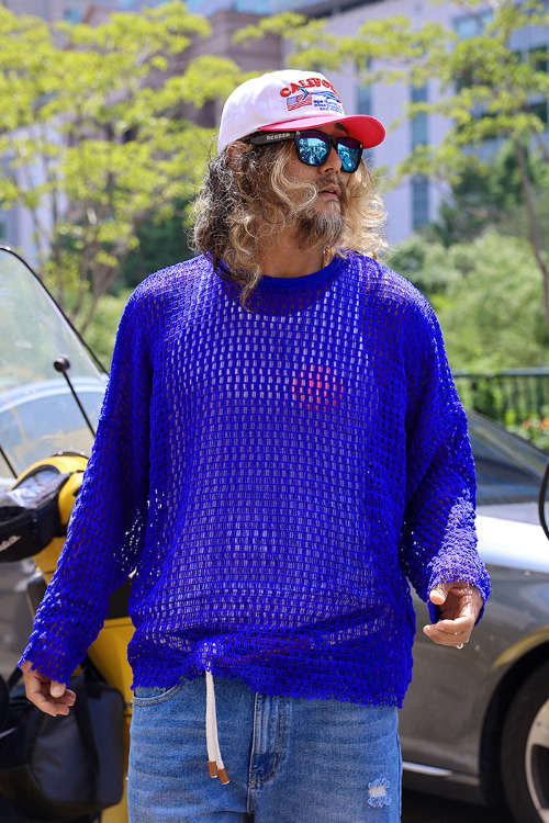 夏季網眼寬鬆針織衫上衣