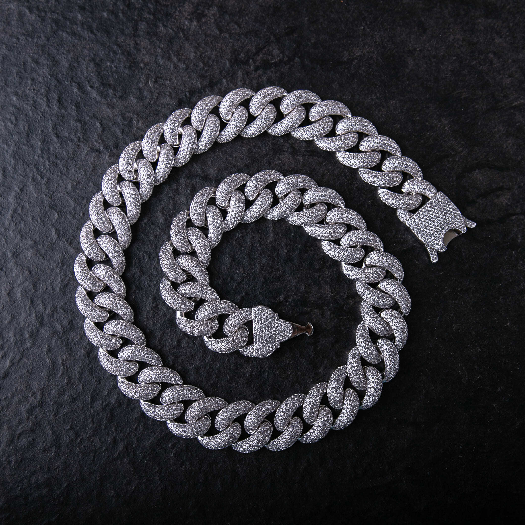 20mm滿鑲登山扣古巴鍊