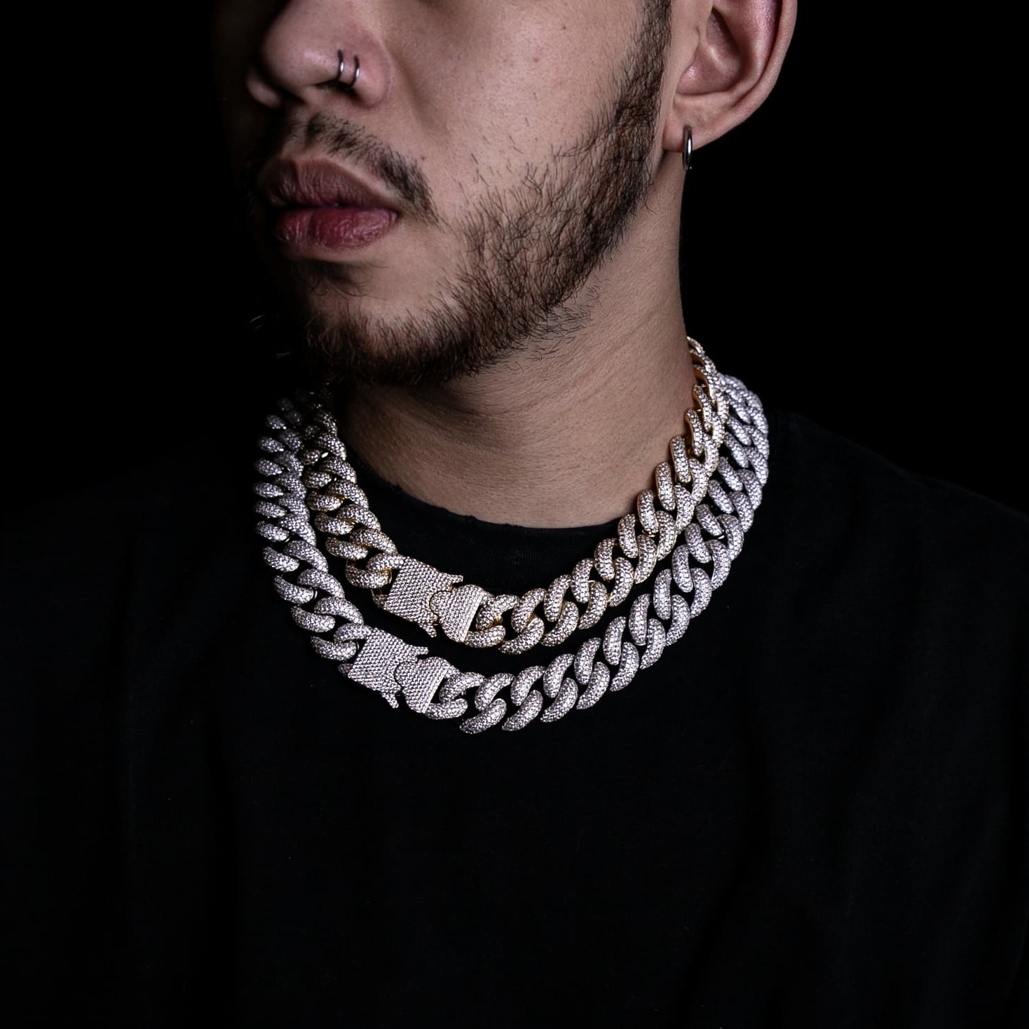 20mm滿鑲登山扣古巴鍊