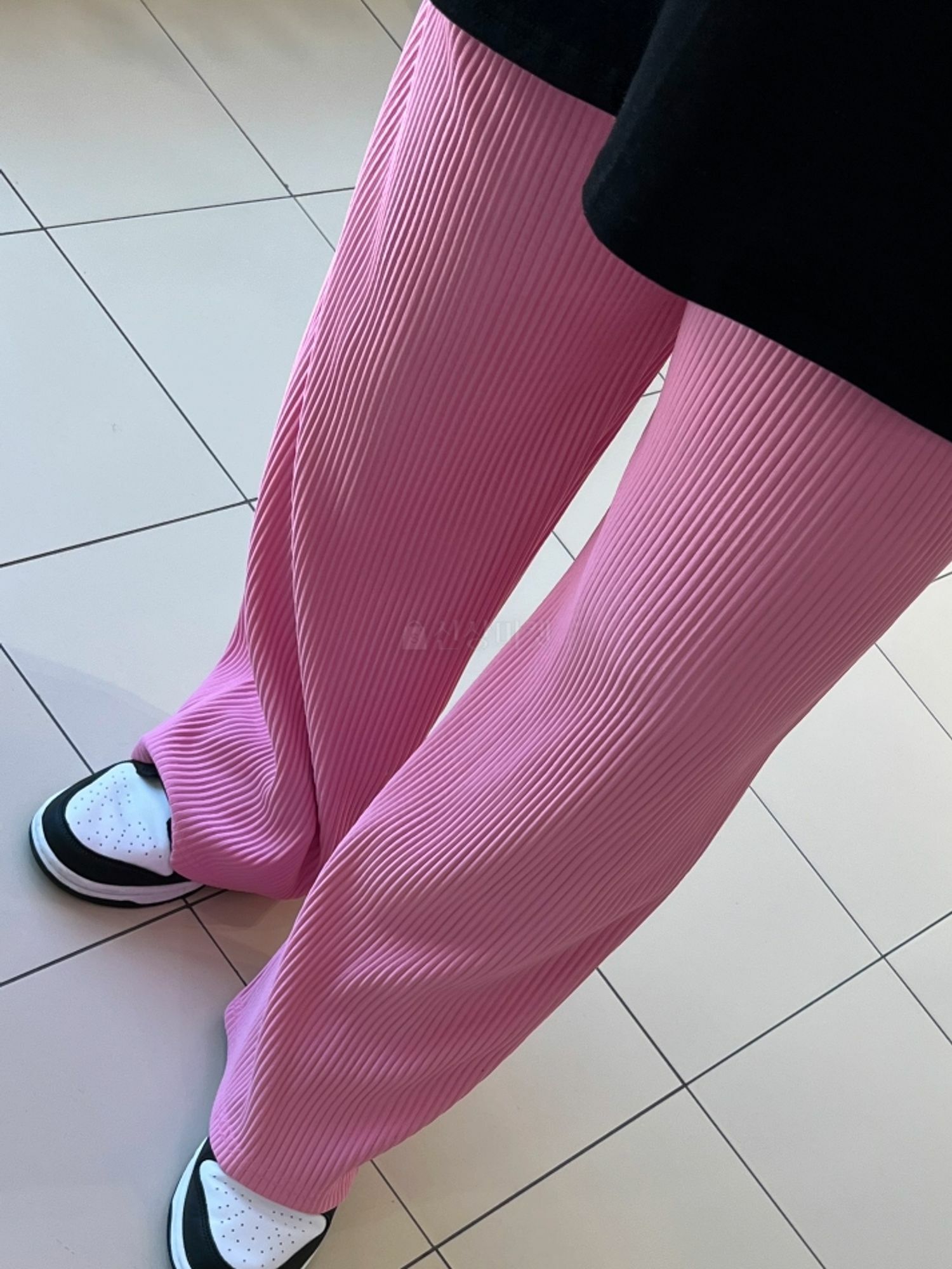 壓花百褶闊腿褲