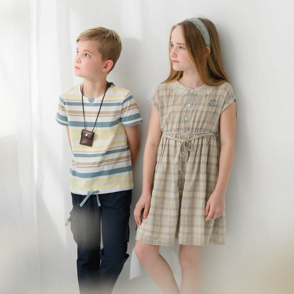 PIPPY 休閒橫條彈性棉圓領短袖上衣 白