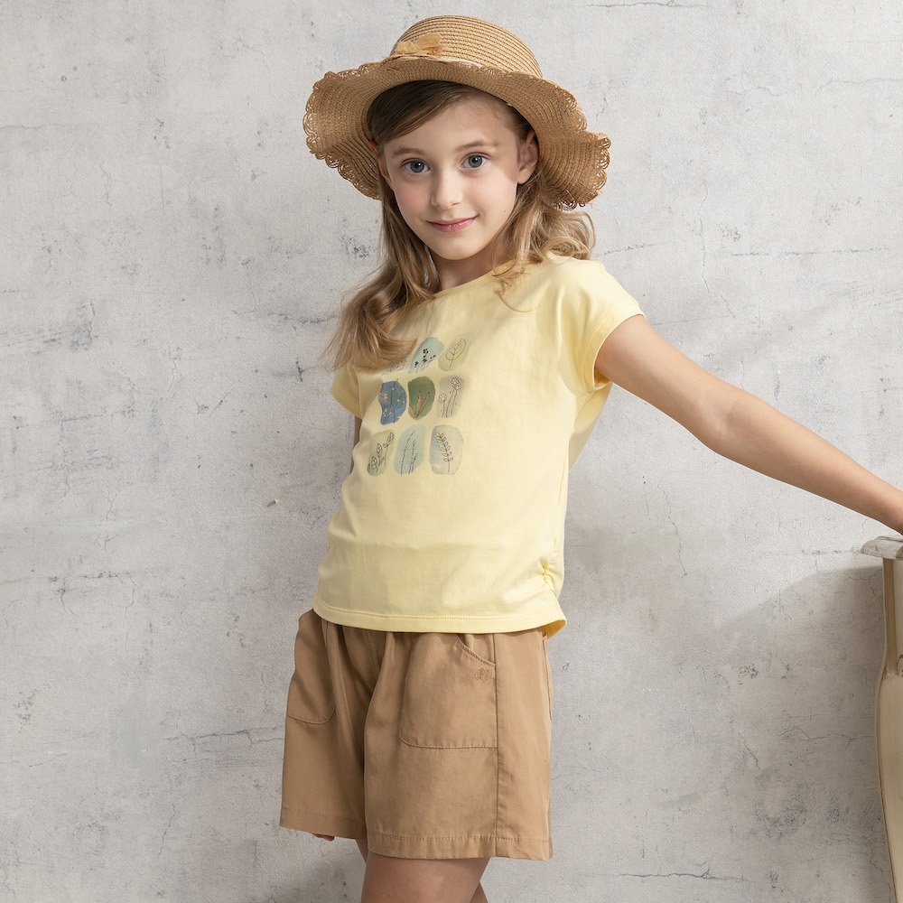 PIPPY水彩花草印花棉質上衣 黃