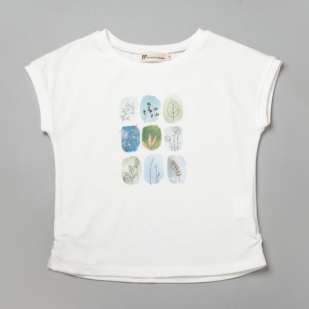 PIPPY水彩花草印花棉質上衣 米白