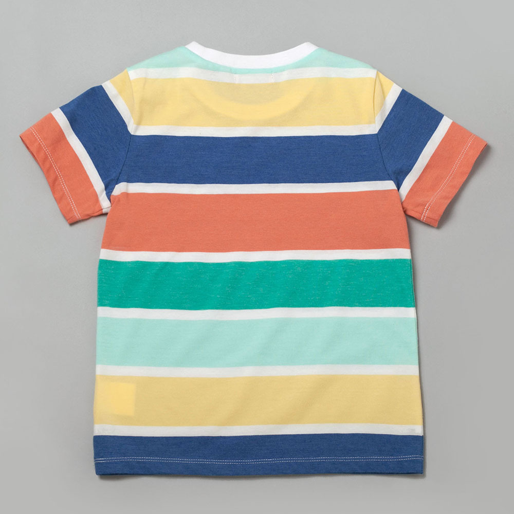 PIPPY彩色橫條棉質T恤 藍