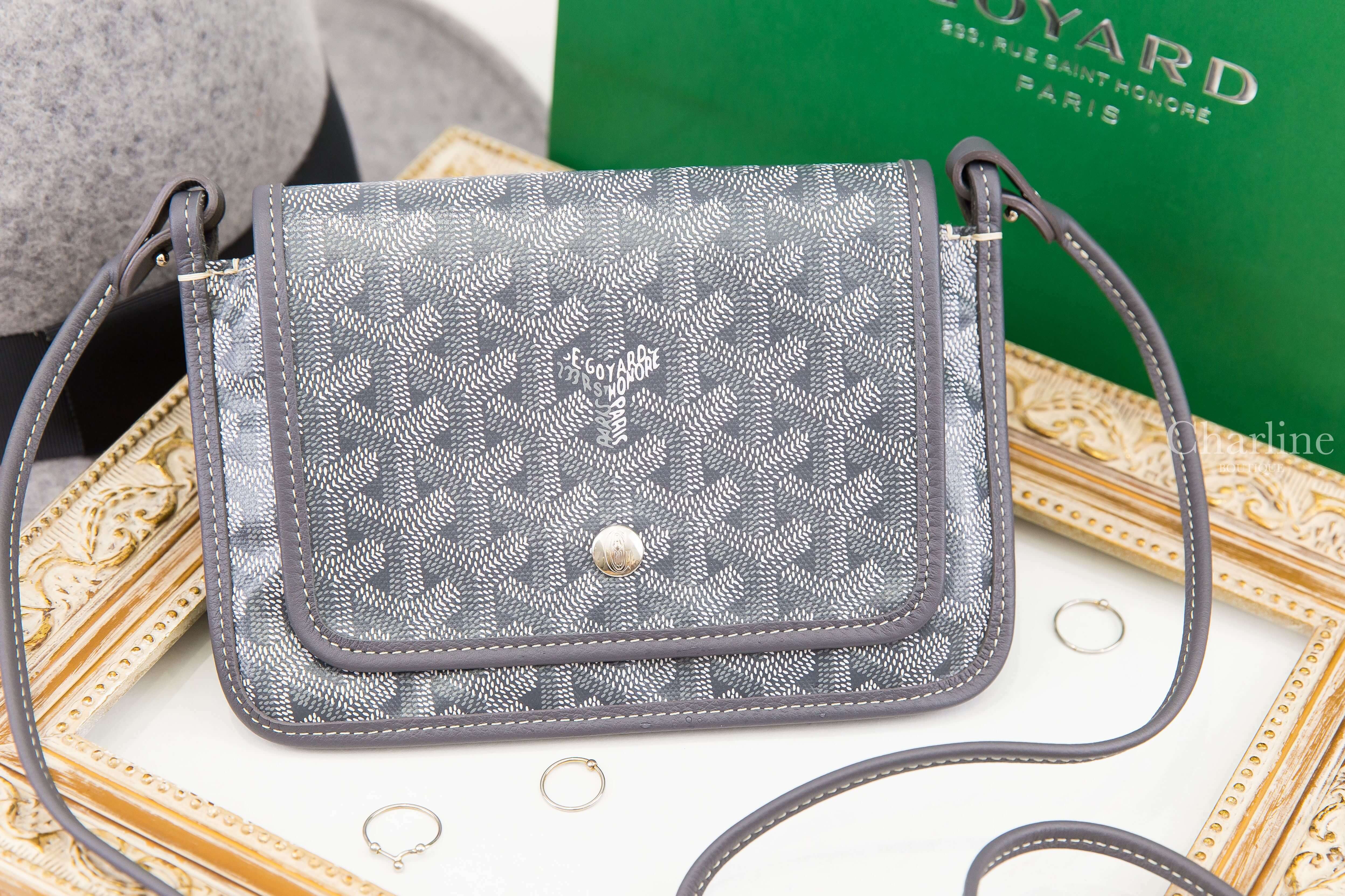 Goyard Plumet Pocket Wallet 灰色帆布小牛皮肩背包