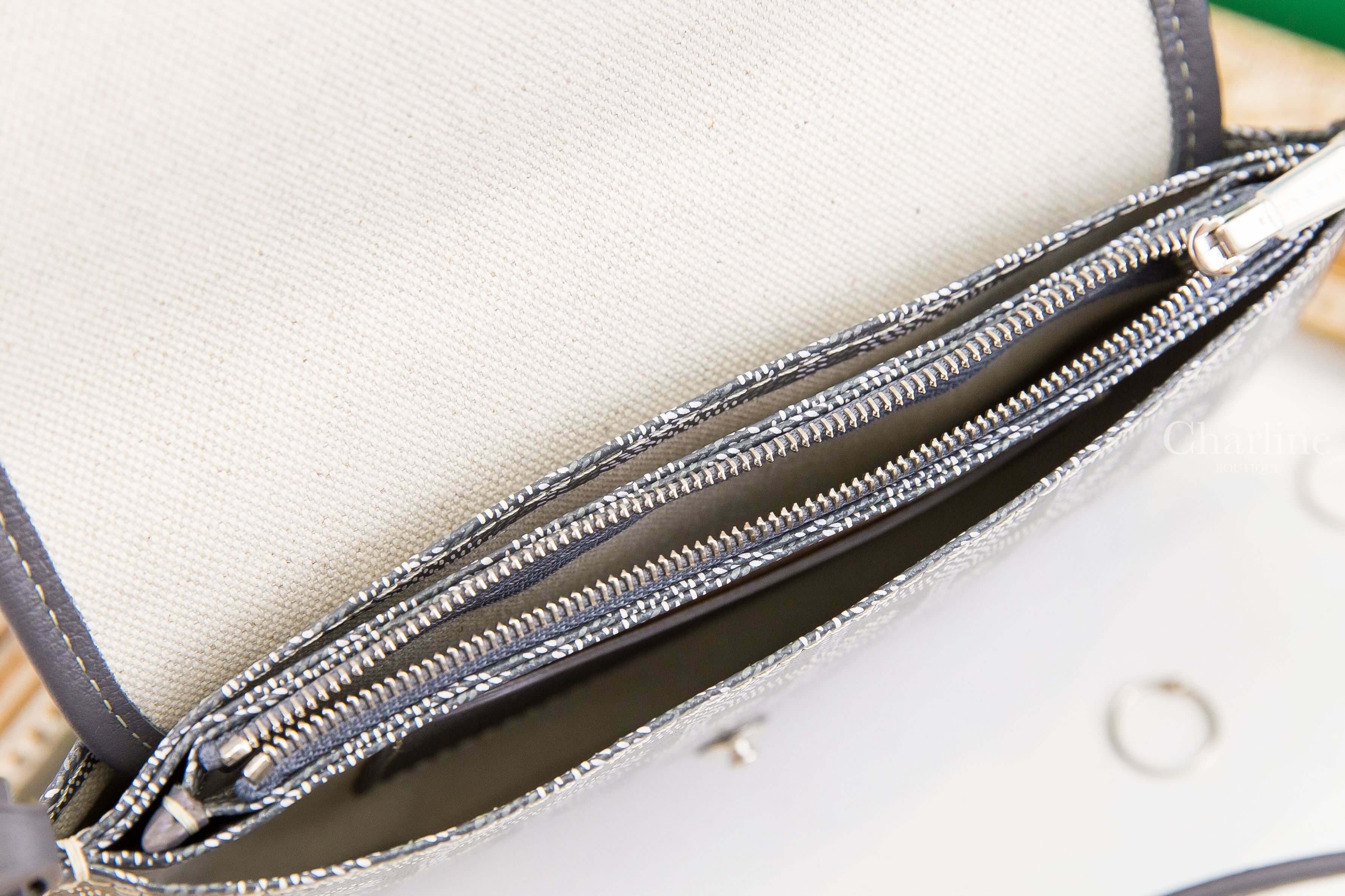 Goyard Plumet Pocket Wallet 灰色小牛皮肩背包-Charline Boutique 精品代購