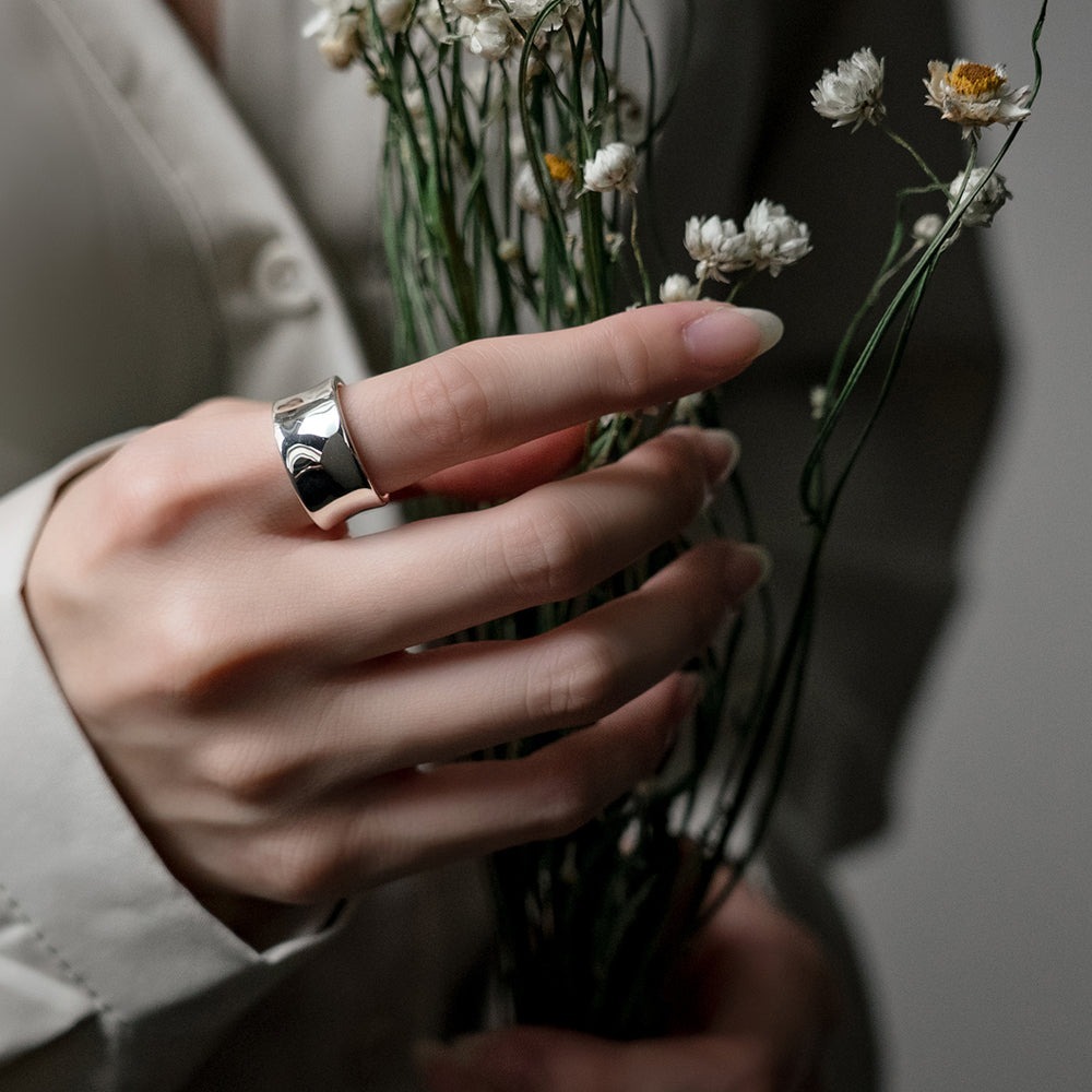 【me.luxe】銀戒-寬待(男女同款)