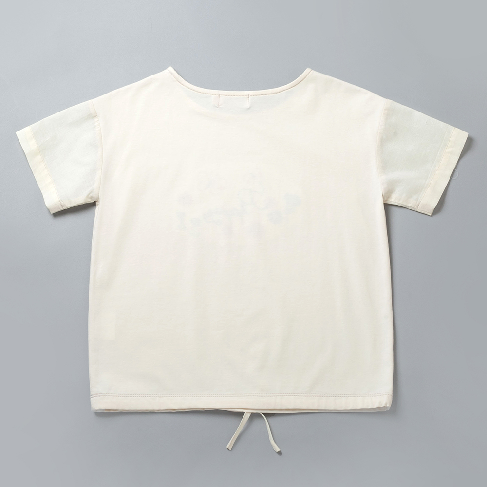 PIPPY蝴蝶花園下擺束帶棉質上衣 米