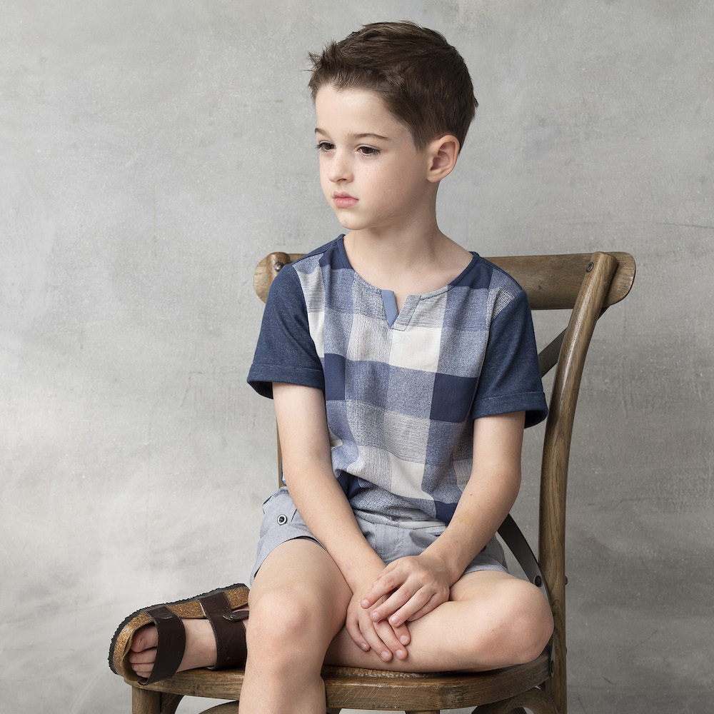 PIPPY經典格紋純棉T恤 藍