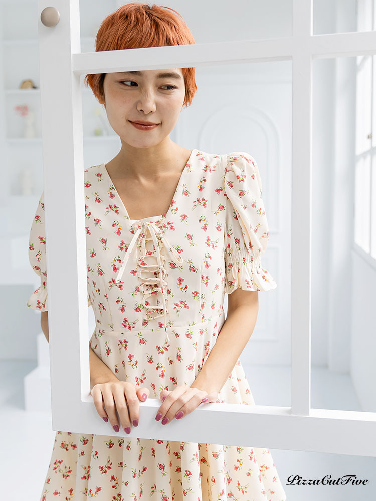 [SALE]花束碎花馬甲式綁帶短洋裝 PizzaCutFive PCF232483080