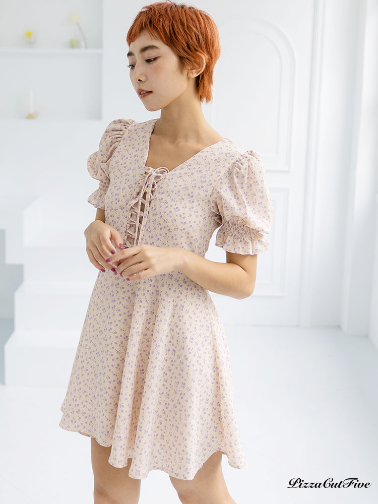[SALE]花花馬甲式綁帶短洋裝 PizzaCutFive PCF232483099