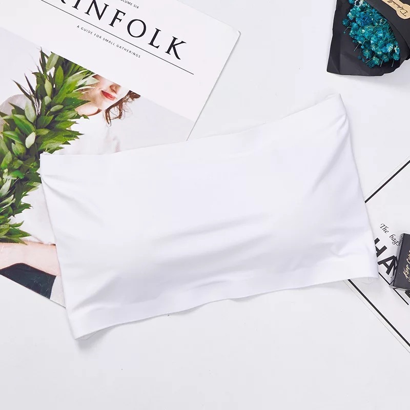 韓版冰絲隱形無肩帶抹胸防走光內衣 (白色)