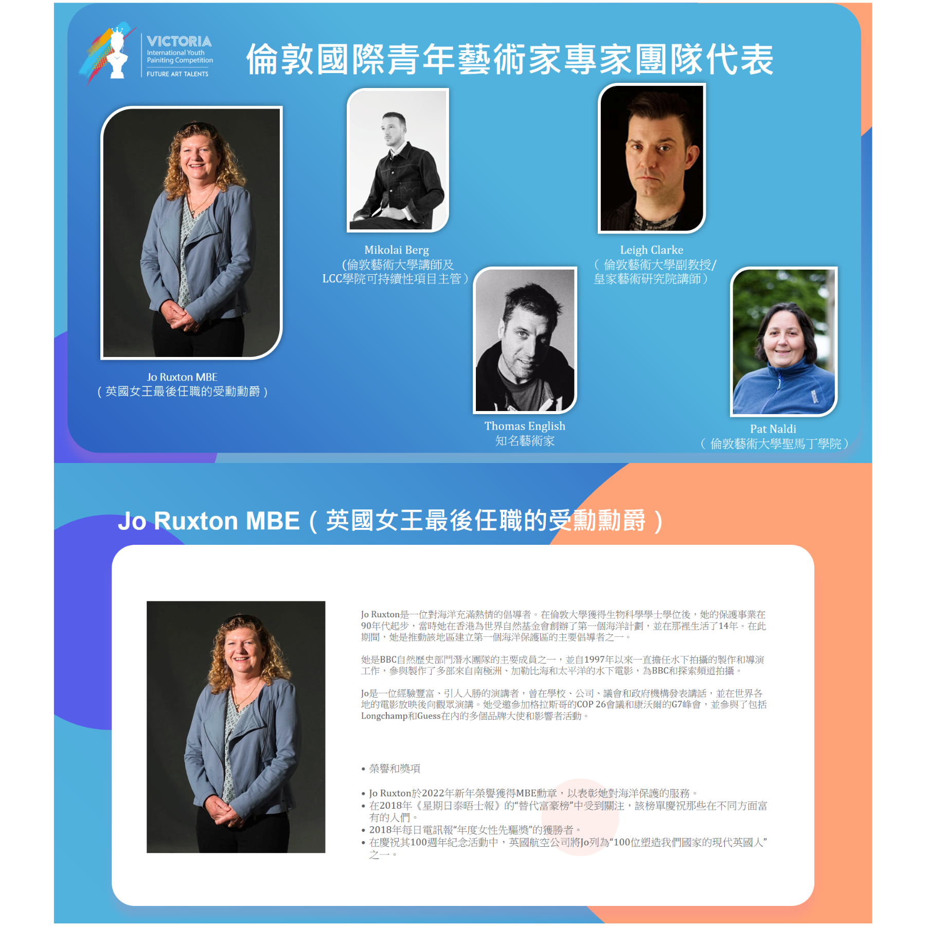 英國維多利亞國際兒童藝術作品展覽評審團隊