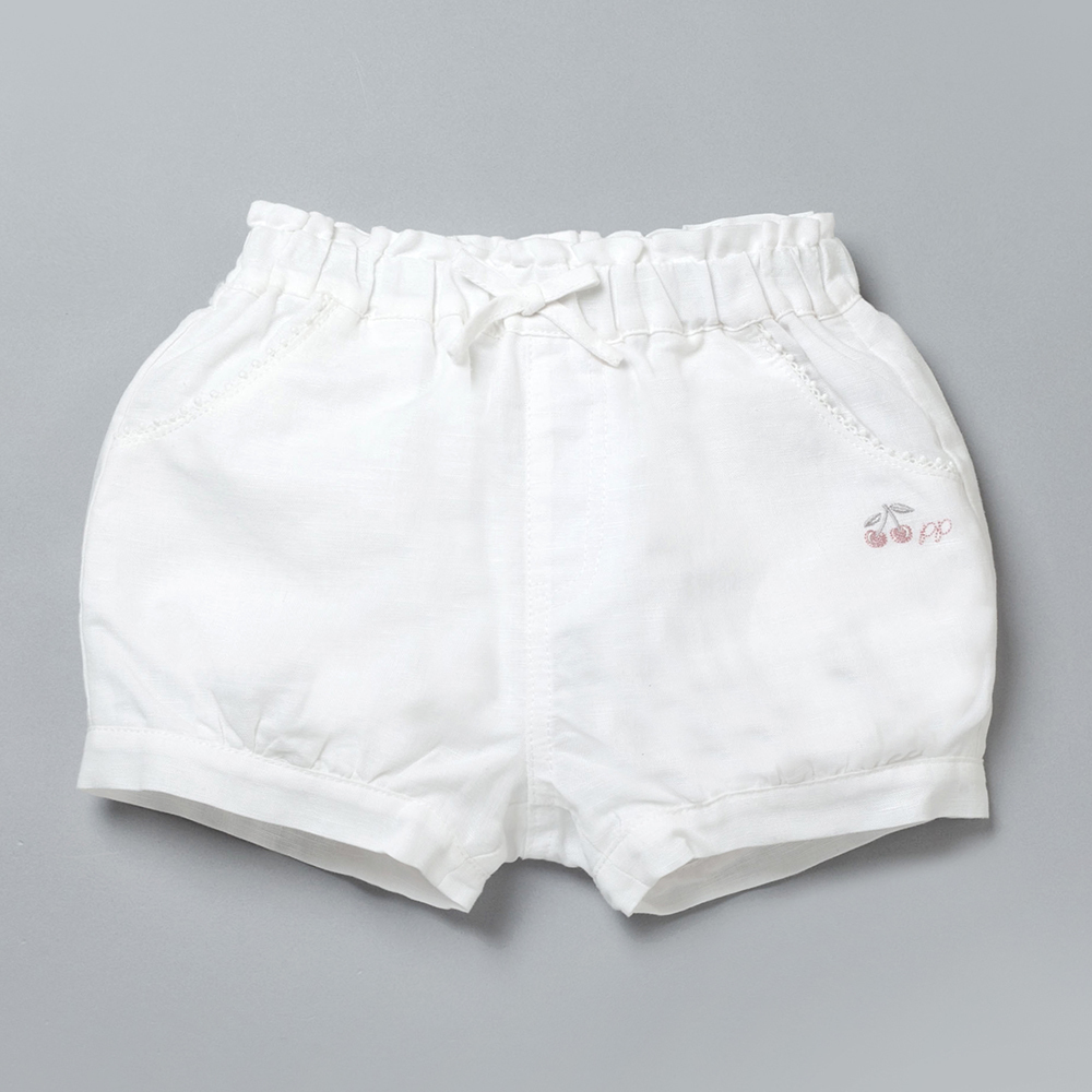 PIPPY素色燈籠棉麻短褲 白