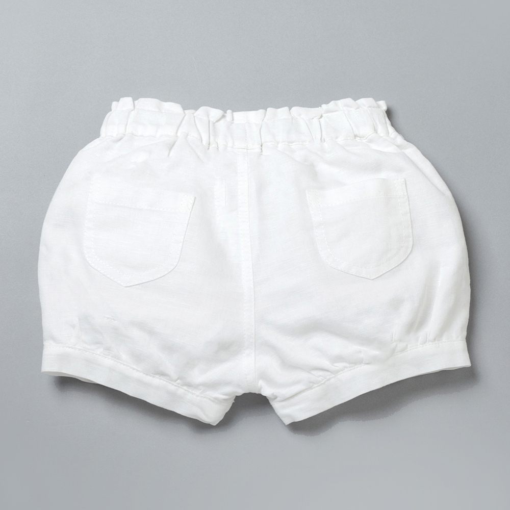 PIPPY素色燈籠棉麻短褲 白